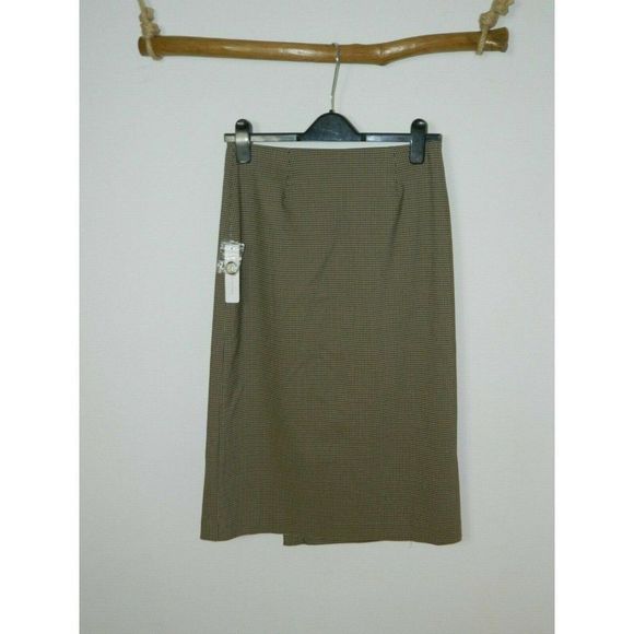ModCloth Skirt Brown Checkered Long A Line Side Button Midi Lined Skirt Size 4 - Picture 7 of 10